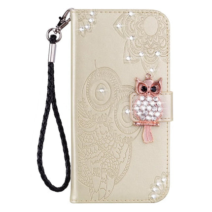 For Samsung Galaxy A36 5G Wallet Case Owl Flower Imprinted Rhinestone Leather Cover