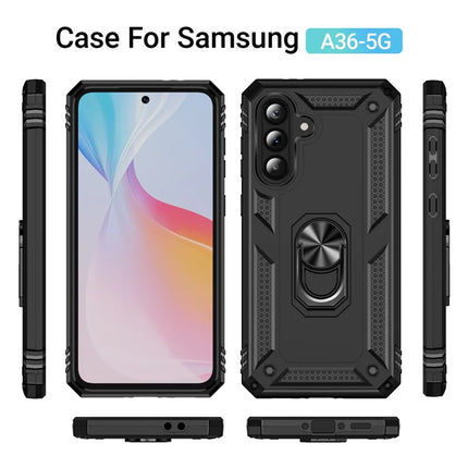 For Samsung Galaxy A36 5G Case PC + TPU Phone Cover with Rotary Ring Kickstand