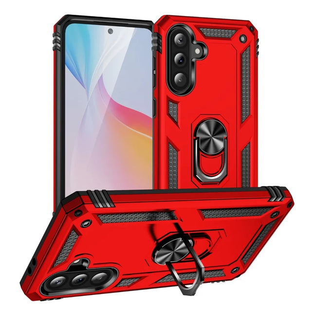 For Samsung Galaxy A36 5G Case PC + TPU Phone Cover with Rotary Ring Kickstand - Red