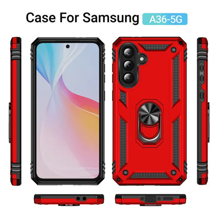 For Samsung Galaxy A36 5G Case PC + TPU Phone Cover with Rotary Ring Kickstand