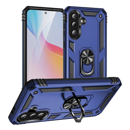 For Samsung Galaxy A36 5G Case PC + TPU Phone Cover with Rotary Ring Kickstand - Blue