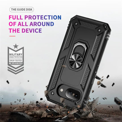 For Google Pixel 9a Case PC + TPU Phone Cover with Rotary Ring Kickstand