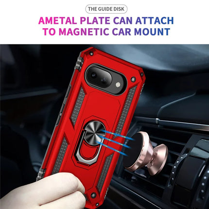 For Google Pixel 9a Case PC + TPU Phone Cover with Rotary Ring Kickstand