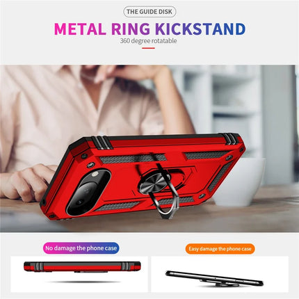 For Google Pixel 9a Case PC + TPU Phone Cover with Rotary Ring Kickstand