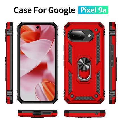 For Google Pixel 9a Case PC + TPU Phone Cover with Rotary Ring Kickstand