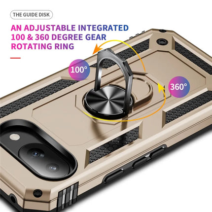 For Google Pixel 9a Case PC + TPU Phone Cover with Rotary Ring Kickstand