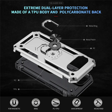 For Google Pixel 9a Case PC + TPU Phone Cover with Rotary Ring Kickstand