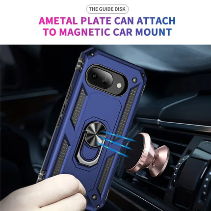For Google Pixel 9a Case PC + TPU Phone Cover with Rotary Ring Kickstand