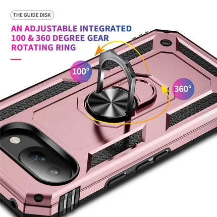For Google Pixel 9a Case PC + TPU Phone Cover with Rotary Ring Kickstand