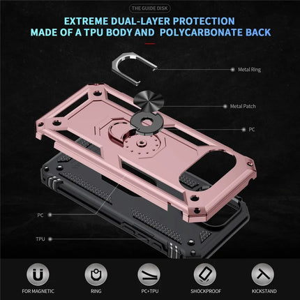 For Google Pixel 9a Case PC + TPU Phone Cover with Rotary Ring Kickstand