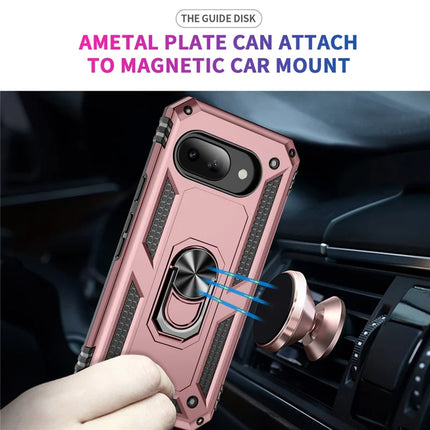 For Google Pixel 9a Case PC + TPU Phone Cover with Rotary Ring Kickstand