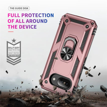 For Google Pixel 9a Case PC + TPU Phone Cover with Rotary Ring Kickstand