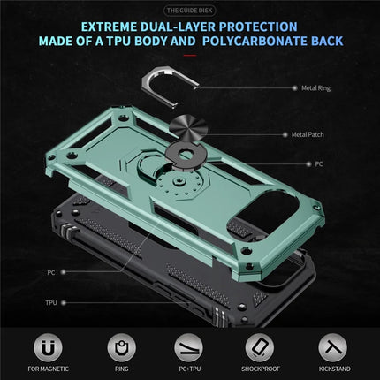 For Google Pixel 9a Case PC + TPU Phone Cover with Rotary Ring Kickstand