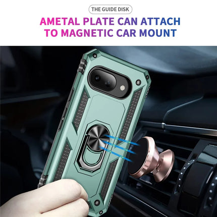 For Google Pixel 9a Case PC + TPU Phone Cover with Rotary Ring Kickstand