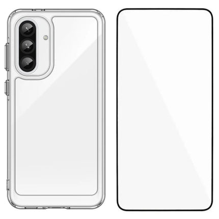 WANLONFENG MF Series for Samsung Galaxy A36 5G Case TPU+Acrylic Clear Phone Cover with Tempered Glass Film