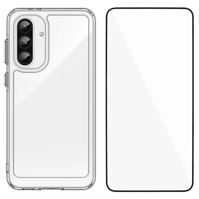 WANLONFENG MF Series for Samsung Galaxy A36 5G Case TPU+Acrylic Clear Phone Cover with Tempered Glass Film