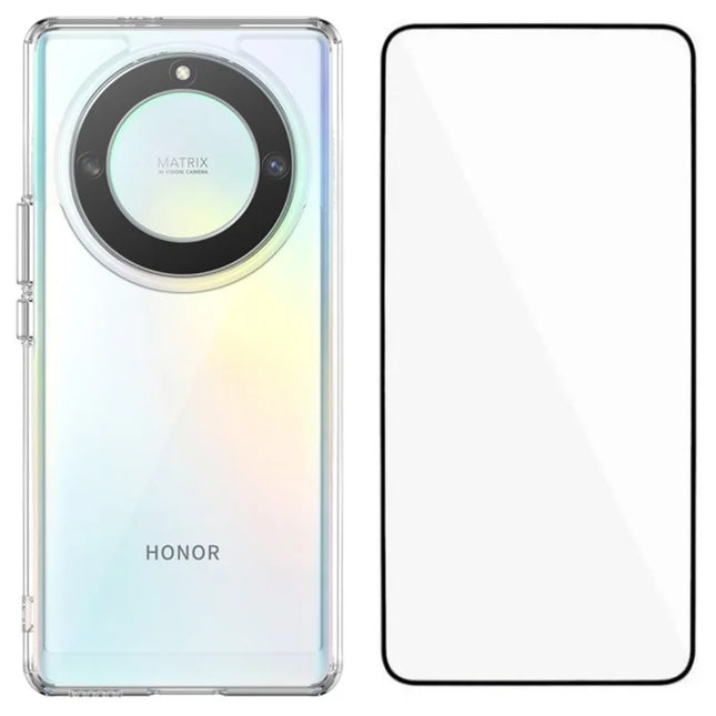 WANLONFENG MF Series for Honor X9a 5G Case TPU+Acrylic Clear Phone Cover with Tempered Glass Film