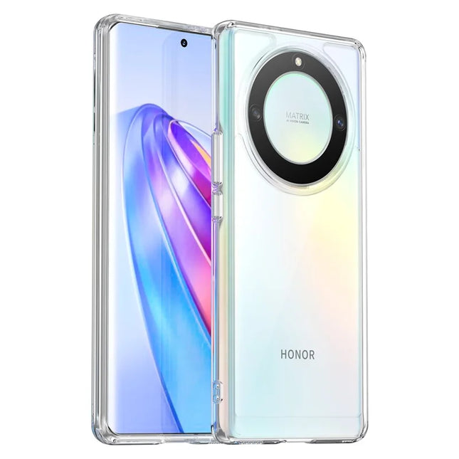 WANLONFENG MF Series for Honor X9a 5G Case TPU+Acrylic Clear Phone Cover with Tempered Glass Film