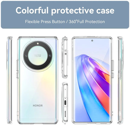 WANLONFENG MF Series for Honor X9a 5G Case TPU+Acrylic Clear Phone Cover with Tempered Glass Film
