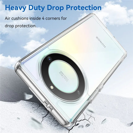 WANLONFENG MF Series for Honor X9a 5G Case TPU+Acrylic Clear Phone Cover with Tempered Glass Film