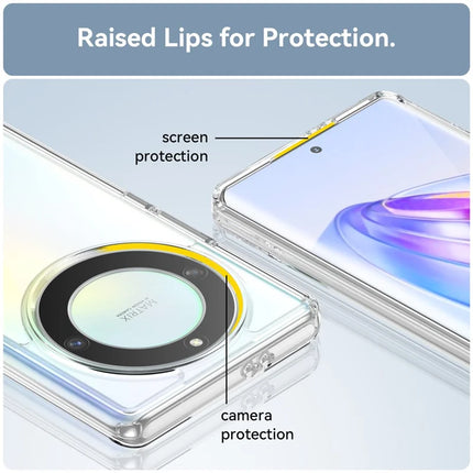 WANLONFENG MF Series for Honor X9a 5G Case TPU+Acrylic Clear Phone Cover with Tempered Glass Film