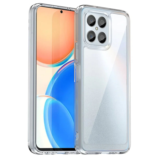WANLONFENG MF Series for Honor X8a 4G Case TPU+Acrylic Clear Phone Cover with Tempered Glass Film