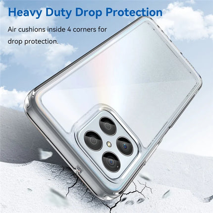 WANLONFENG MF Series for Honor X8a 4G Case TPU+Acrylic Clear Phone Cover with Tempered Glass Film