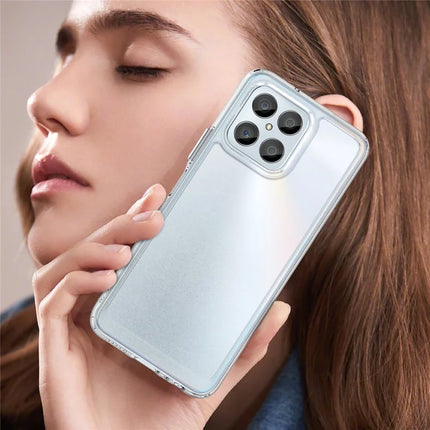 WANLONFENG MF Series for Honor X8a 4G Case TPU+Acrylic Clear Phone Cover with Tempered Glass Film