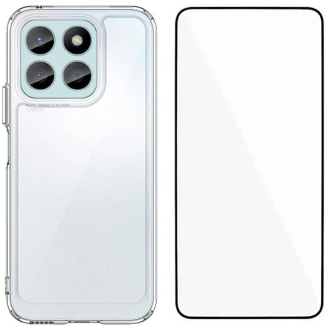 WANLONFENG MF Series for Honor X8b 4G Case TPU+Acrylic Clear Phone Cover with Tempered Glass Film