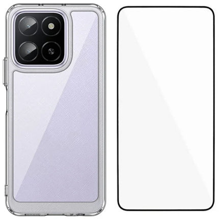 WANLONFENG MF Series for Honor X6b 4G Case TPU+Acrylic Clear Phone Cover with Tempered Glass Film