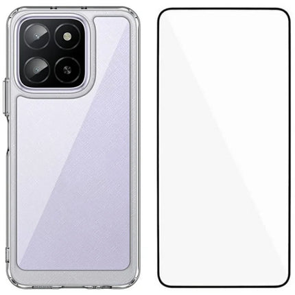 WANLONFENG MF Series for Honor X5b Case TPU+Acrylic Clear Phone Cover with Tempered Glass Film