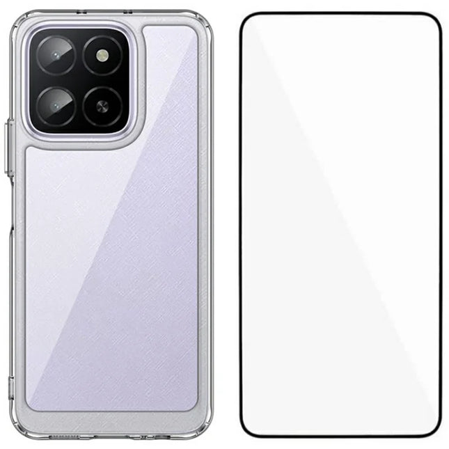 WANLONFENG MF Series for Honor X5b Case TPU+Acrylic Clear Phone Cover with Tempered Glass Film