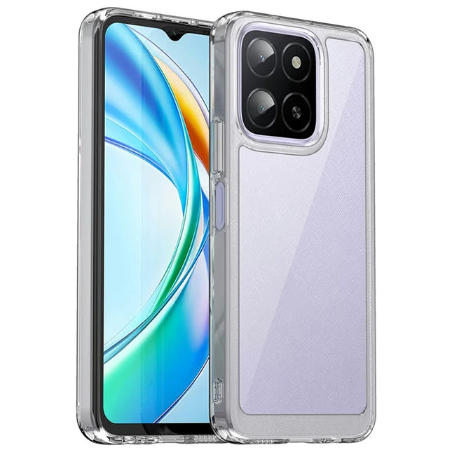 WANLONFENG MF Series for Honor X5b Case TPU+Acrylic Clear Phone Cover with Tempered Glass Film