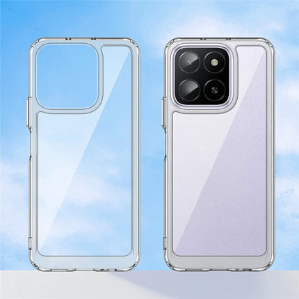 WANLONFENG MF Series for Honor X5b Case TPU+Acrylic Clear Phone Cover with Tempered Glass Film