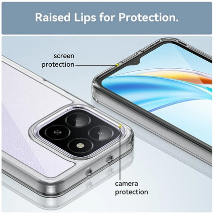 WANLONFENG MF Series for Honor X5b Case TPU+Acrylic Clear Phone Cover with Tempered Glass Film