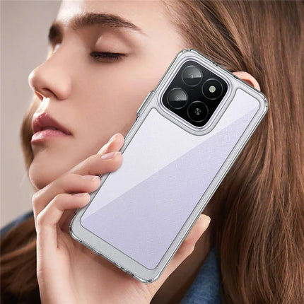 WANLONFENG MF Series for Honor X5b Case TPU+Acrylic Clear Phone Cover with Tempered Glass Film