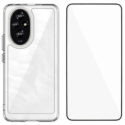 WANLONFENG MF Series for Honor 200 5G Case TPU+Acrylic Clear Phone Cover with Tempered Glass Film