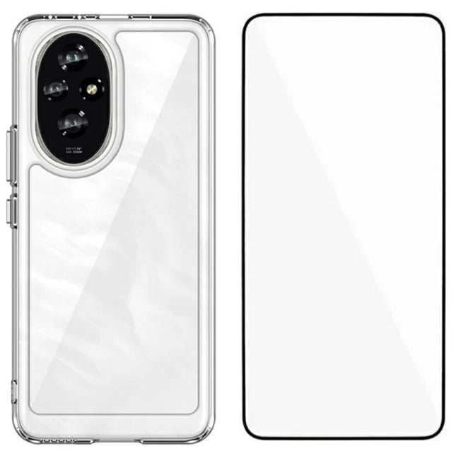 WANLONFENG MF Series for Honor 200 5G Case TPU+Acrylic Clear Phone Cover with Tempered Glass Film