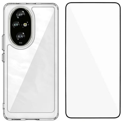 WANLONFENG MF Series for Honor 200 Pro 5G Case TPU+Acrylic Clear Phone Cover with Tempered Glass Film