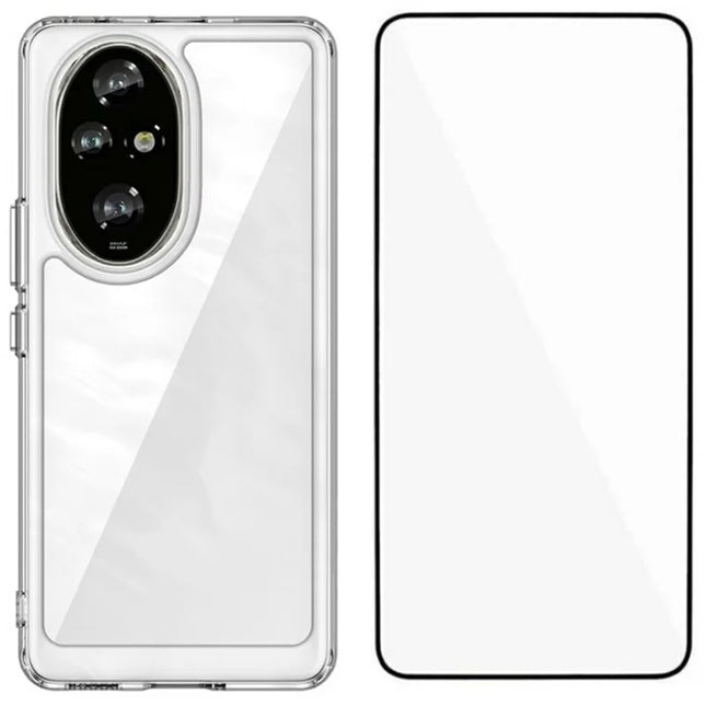 WANLONFENG MF Series for Honor 200 Pro 5G Case TPU+Acrylic Clear Phone Cover with Tempered Glass Film