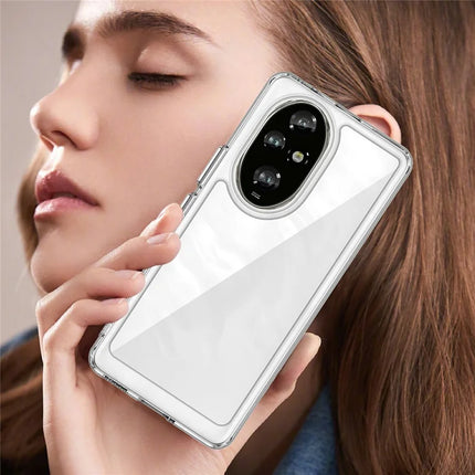 WANLONFENG MF Series for Honor 200 Pro 5G Case TPU+Acrylic Clear Phone Cover with Tempered Glass Film