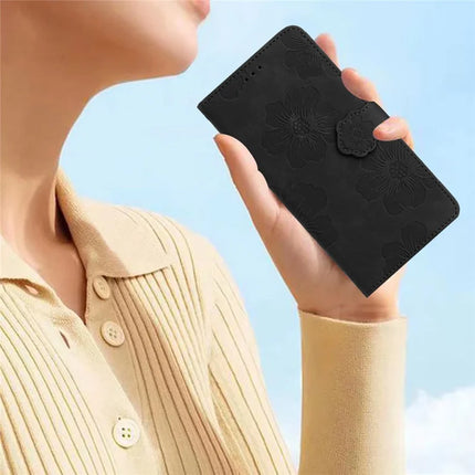 For Samsung Galaxy A36 5G Case Flower Design Leather Wallet Phone Cover with Wrist Strap