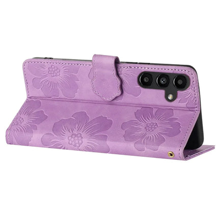 For Samsung Galaxy A36 5G Case Flower Design Leather Wallet Phone Cover with Wrist Strap