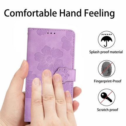 For Samsung Galaxy A36 5G Case Flower Design Leather Wallet Phone Cover with Wrist Strap