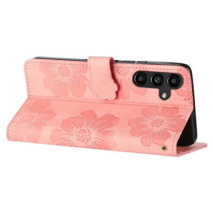 For Samsung Galaxy A36 5G Case Flower Design Leather Wallet Phone Cover with Wrist Strap
