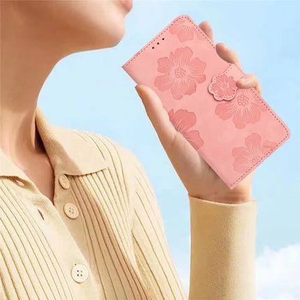 For Samsung Galaxy A36 5G Case Flower Design Leather Wallet Phone Cover with Wrist Strap