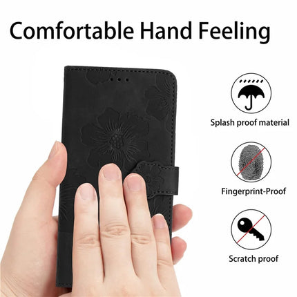 For Samsung Galaxy A56 5G Case Flower Design Leather Wallet Phone Cover with Wrist Strap