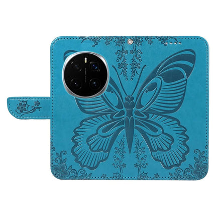 For Honor Magic7 Pro 5G Case Butterfly Pattern PU Leather Folio Flip Phone Cover -  Blue