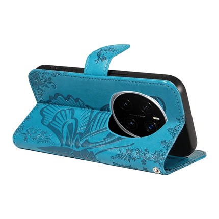 For Honor Magic7 Pro 5G Case Butterfly Pattern PU Leather Folio Flip Phone Cover -  Blue