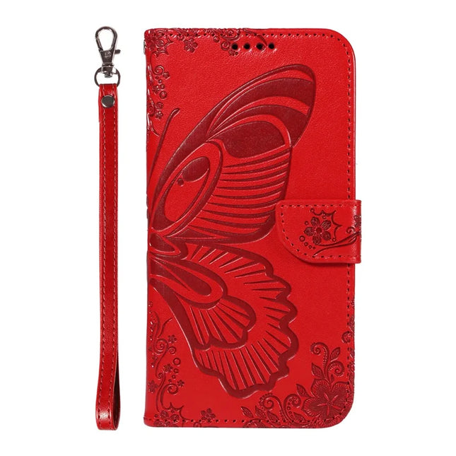 For Honor Magic7 Pro 5G Case Butterfly Pattern PU Leather Folio Flip Phone Cover -  Red